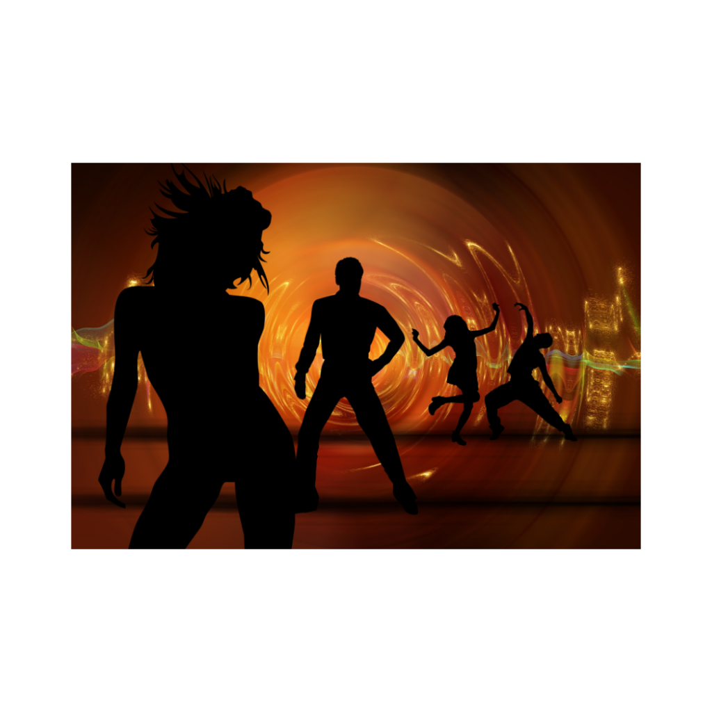 Group of individuals dancing in a class together