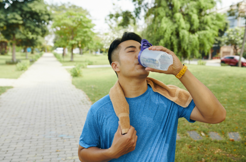 Hydrating after a run in the park