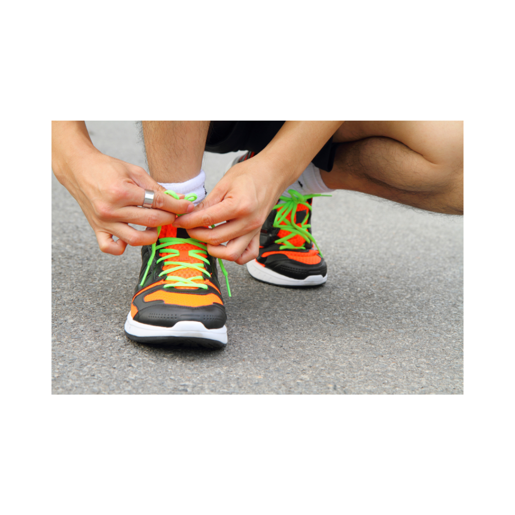 Tying shoes before running